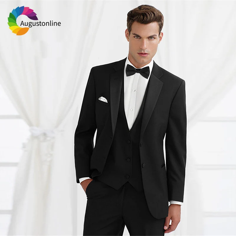 

Tailored Black Men Suits For Wedding Bridegroom Groom Regular Fit Formal Blazer Tuxedo Terno Masculino Best Man Prom 3 Pieces