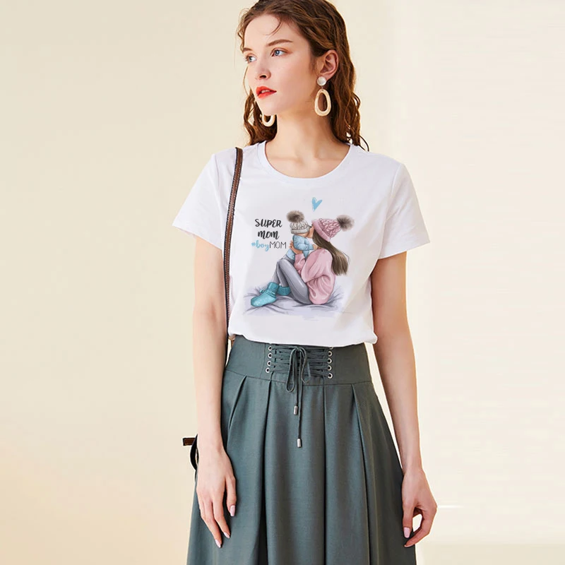 

2019 Funny Korean Female Vintage Shirt Mother's Love Summer Women Tshirt Kawaii Fashion Clothing Streetwear Vogue Tops