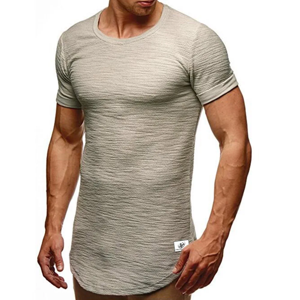 NEW Pure color M 3XL Tee Men's Slim Fit O Neck Short Sleeve Muscle T ...
