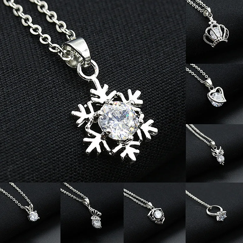 Diamante Hueco Corazón Collar en 18/" Cadena de Plata Plateado