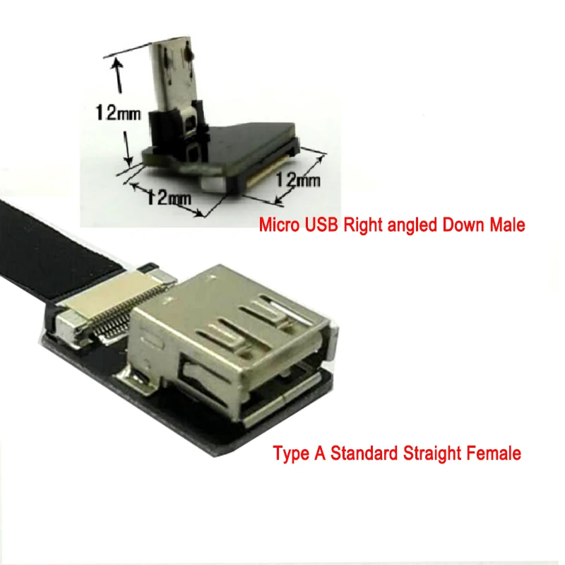 5 см-100 см длинный расстояние ультра тонкий плоский usb ленточный кабель стандартный тип A мама-папа Micro вниз Угловой 90 градусов разъем