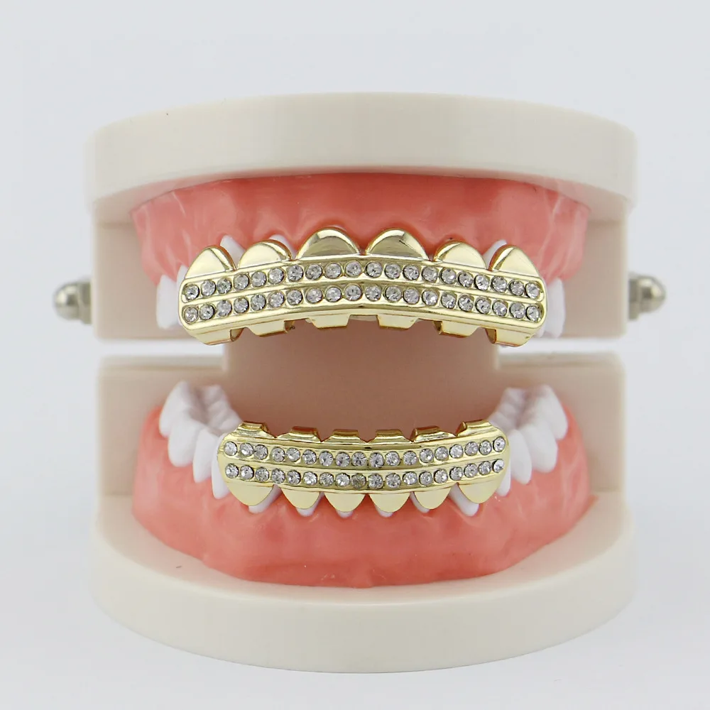 Lucky Sonny Hip Hop Teeth Grillz Crystal Punk Men Bijoux Top & Bottom Dental Grills Teeth Caps Halloween Party Jewelry LST1018 (7)