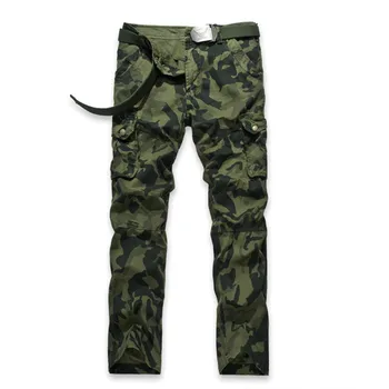 

Men's Multi-Pocket Camo Pants Fashion Men Cotton Casual Camouflage Military Cargo Pants Tactical Army Trousers No Belt