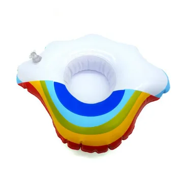 

10 PCS Mini Pvc Inflatable Drink Cup Seat Rainbow Cup Floating Inflatable Toys Drink Can Cell Phone Holder Stand Pool Bath Toys