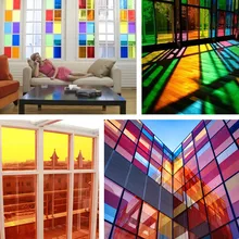 Красочное прозрачное стекло ПЭТ пленка 75 см широкая Солнцезащитная защита теплоизоляция, защита от солнца двухстороннее окно торгового центра палка