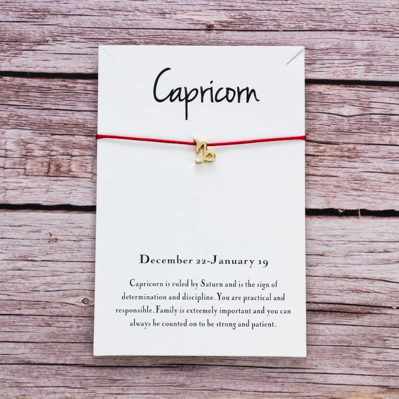 12 созвездий красный браслет для женщин и мужчин с надписью Wish Card Cancer Leo Virgo Libra