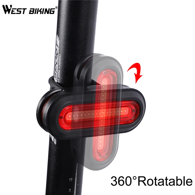 West biking велосипедные фары 360 градусов вращающийся 180 люмен задний фонарь для велосипеда задний фонарь Usb фонарь для горного велосипеда велосипедный фонарь
