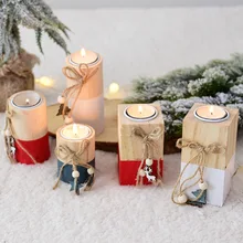 Деревянные Подсвечники в скандинавском стиле для рождества, подсвечники для нового года, подсвечники, стеклянный подсвечник для свадебной вечеринки, Декор для дома