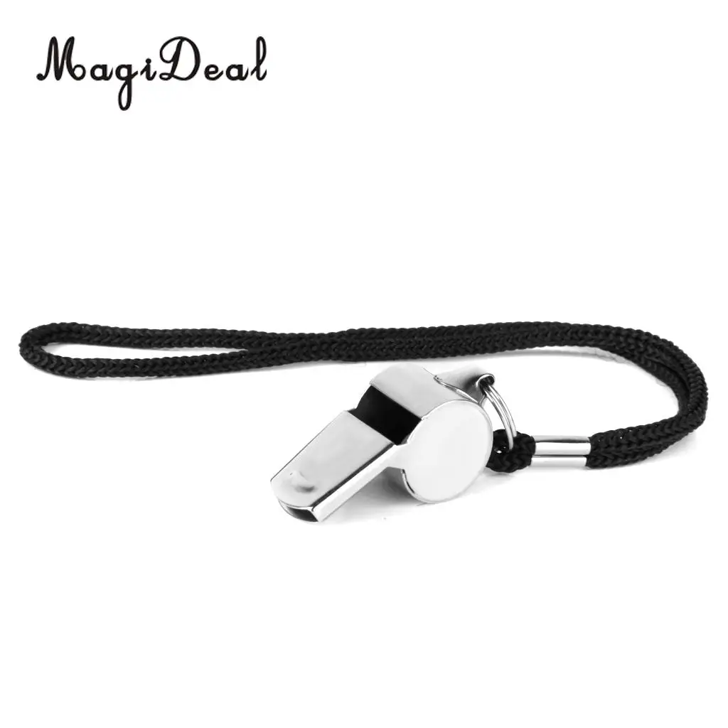 MagiDeal New Metal Referee Whistle and Lanyard Football Soccer Tool for Basketball Coaches Officials Board Game Supply Gifts