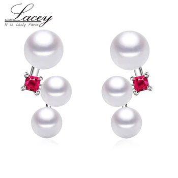 

New fashion freshwater pearl earrings with three natural pearls,925 sterling silver earrings jewelry for bridal wedding gifts