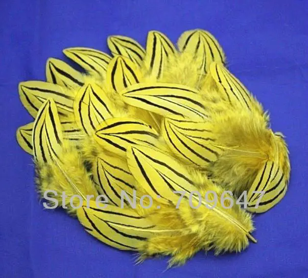 

Hat Feathers! 100Pcs/Lot 6-9cm Yellow Colour DYED SILVER PHEASANT BODY PLUMAGE FEATHERS,Silver Pheasant Feathers