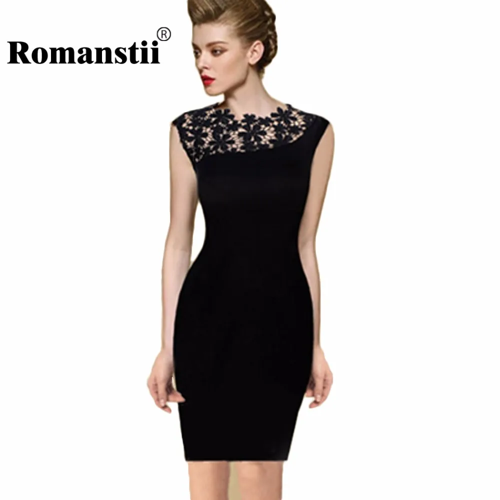 Women Lace Dress 2016 Elegant Sleeveless Knee Length Bodycon Dress