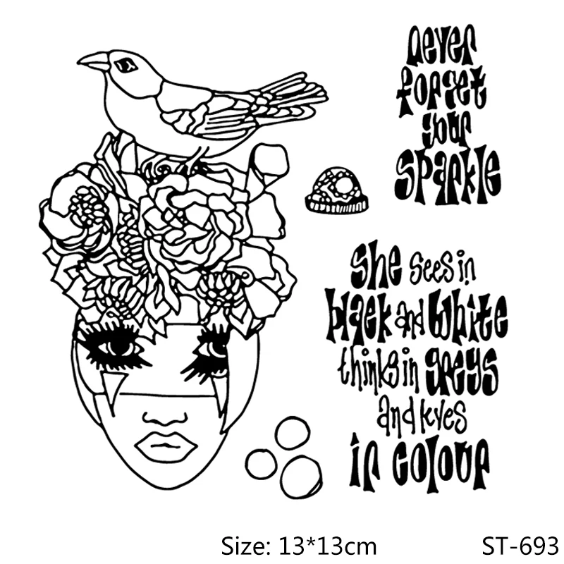 

AZSG Tears Adorn Woman/Beautiful Bird Clear Stamps For DIY Scrapbooking/Card Making/Album Decorative Silicone Stamp Crafts