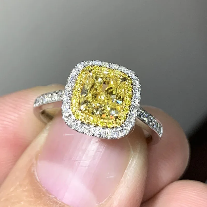 18K 750Au золото желтый муассанит кольцо с бриллиантом D цвет с национальным сертификатом MO-00124