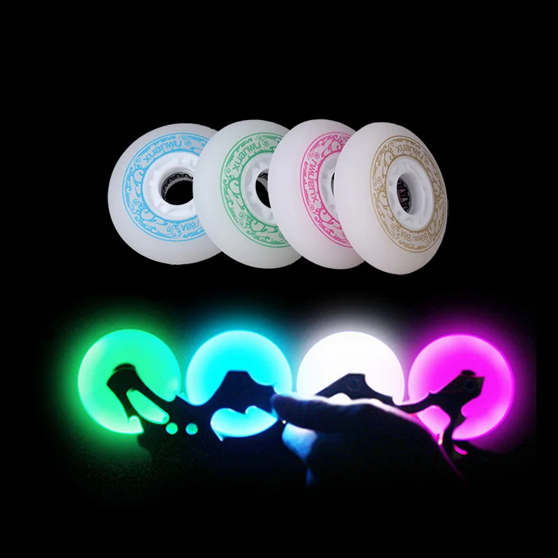 

Children Kids 8pcs/lot Flash Roller Wheels 4 LED Light Sliding Skate Wheels 90A 64mm 68mm 70mm Slalom Braking Wheels Skating