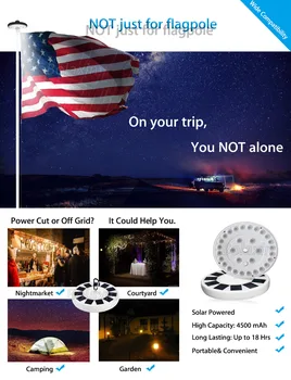 

Hot!!! Bolaxin 30 LED Solar Powered Flag Pole Light Top Automatic All-Weather Outdoor Lamp Downlight with Long Lasting 4500 mAh