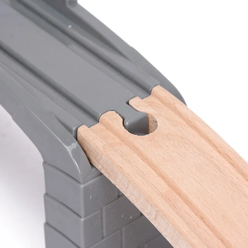 Plastic Gray Straight Track Tunnel Wooden Train Track Accessories Track Train Slot Wood Railway Toys bloques de construccion