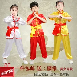 Боевых искусств одежда Детская китайский ветер кунг-фу сценический костюм training Wu Длинные рукава Короткие Практика одежда