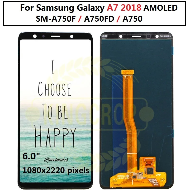 

6.0''For Samsung Galaxy A7 2018 SM-A750F A750F A750 LCD Display Touch Screen Digitizer Assembly Replace 100% Tested A750 lcd