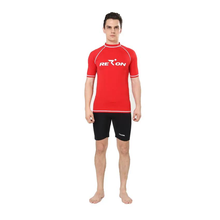 Short Sleeves Rash guards Men's Swim Shirt Surfing Top Vest Surfing Rashguards Swim Clothes Beach Wear (6)