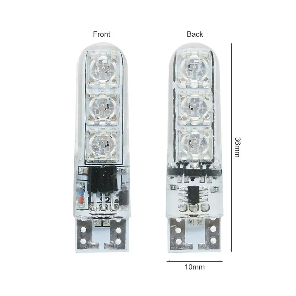 Мигающий светодиодный T10 RGB автомобильный габаритный фонарь 12V W5W 194 168 RGBW COB светодиодный Авто атмосферная лампа для чтения с пультом дистанционного управления Управление - Испускаемый цвет: 2 x 5050SMD Lights