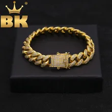 Хип-хоп роскошный браслет с фианитом тройной замок 14 мм кубинская застежка браслет мужской женский ювелирный Прямая