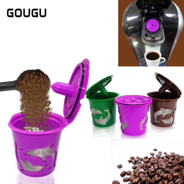 Special Price 4 Colors GOUGU K Cup Reusable Coffee Capsule Stainless Steel Keuring Refillable coffee Filter Baskets Dolphin style PP Material