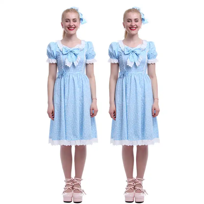 Rolecos 2018 New Arrival Sweet Dress Blue Movie The Shining Twins Women Cosplay Rolecos 2018 New Arrival Sweet Dress Blue Movie The Shining Twins Women Cosplay