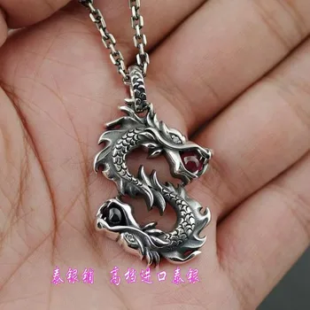 

Thailand 925 silver ssangyong play bead double dragon silver pendant for man