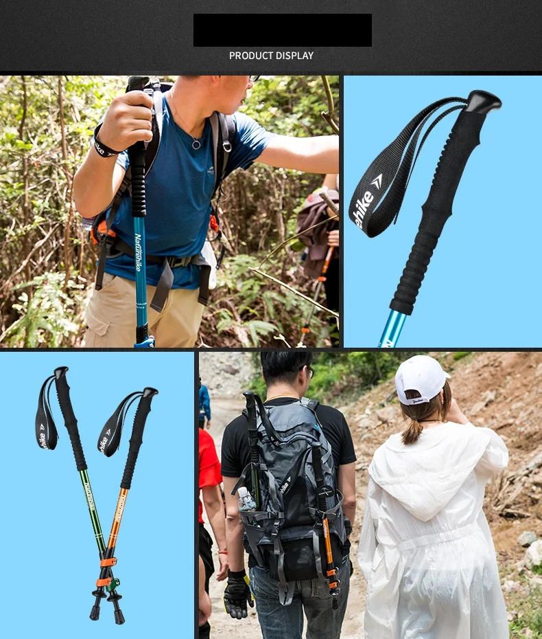 Bengalas de Caminhada de Trekking Dobrável de Acampamento da Família Naturehike Ultraleve Alpenstocks Alpenstocks Pólo 12 varas acampamento família alpenstocks 1 pcs