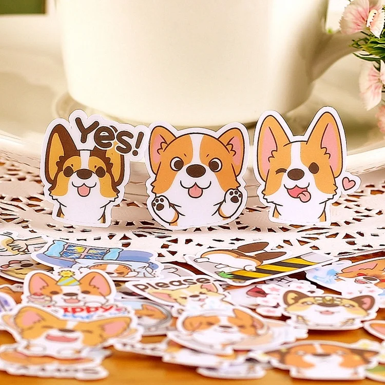 

40pcs Self-adhesive Cute Corgi Dog Scrapbooking Stickers Fruits DIY Craft Sticker Pack Photo Albums Diary Decor