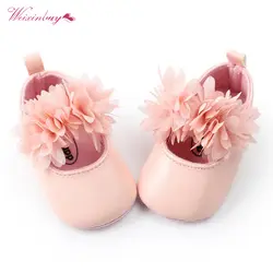 Детская обувь из искусственной кожи с цветочным рисунком, мягкая обувь для девочек, вечерние для детей 0-18 месяцев, обувь для малышей