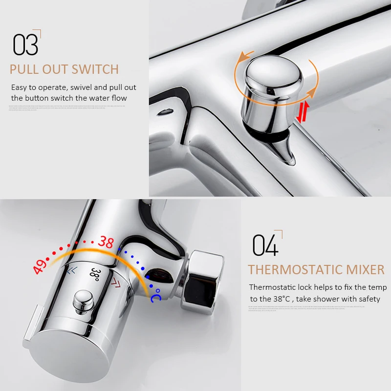 quyanre wanfan frap gappo thermostatic shower mixering valve dual handles thermostatic mixer tap bath shower faucet3