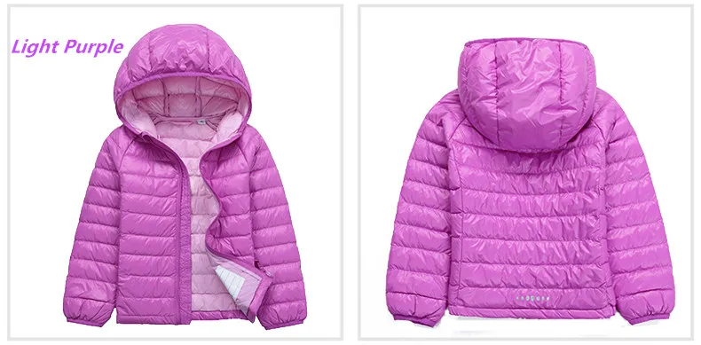 Осенне-зимняя куртка детский ультралегкий пуховик Детское пальто с капюшоном куртка-пуховик на 90% утином пуху тонкая короткая парка с перьями для мальчиков и девочек