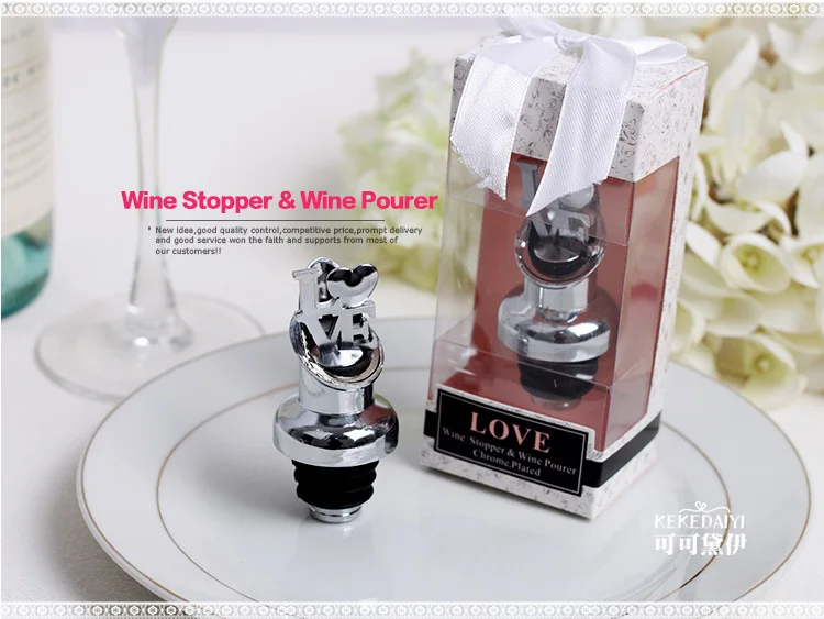 Серебряная Свадебная дверь подарок "любовь" хром вино Pourer и бутылки пробки Вечерние сувениры 50 шт./партия