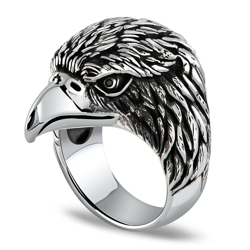 

925 Sterling Silver Retro Men Male Animal Eagle Ring Thai Silver Fine Jewelry Gift Finger Ring CH042941