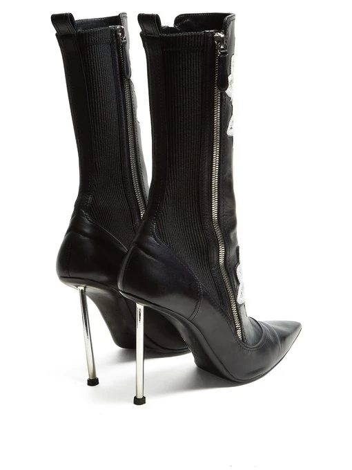 Big Size Botas Mujer Boots Women Embroider Ankle Boots High Heels Bota Feminina Sexy Leather Shoes Women Zapatos De Mujer