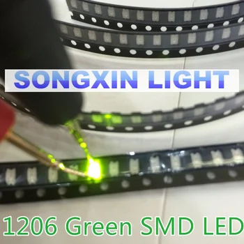 

3000PCS Free Shipping SMD 1206 Green Led 1206 SMD LED Green super bright 1206 light-emitting diode 560-575nM 3.2*1.6mm YG