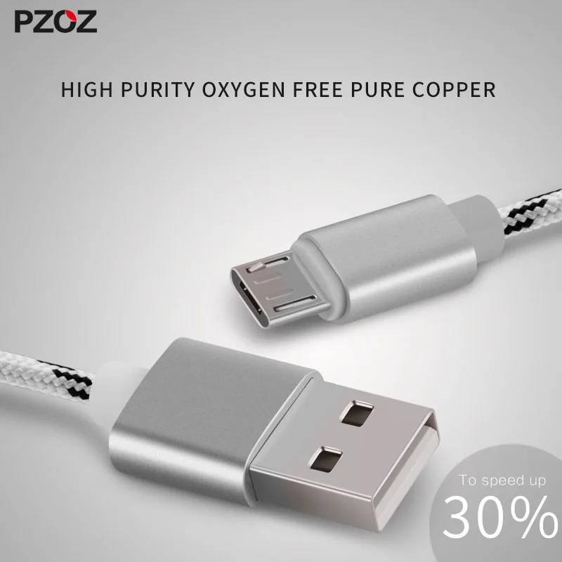 PZOZ المصغّر usb كابل سريع كابل شحن لهواتف سامسونج غالاكسي Xiaomi شاحن هاتف محمول يعمل بنظام تشغيل أندرويد شاحن سلك Microusb الحبل سلك قصيرة محول 2a