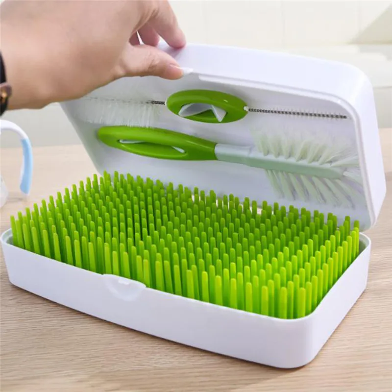 Food Grade PP Storage Nipple Shelf Dishes Drainer Nipple Shelf Bottle Dry Rack Baby Bottle Drain Drying Racks Feeding Cup Holder - Цвет: green