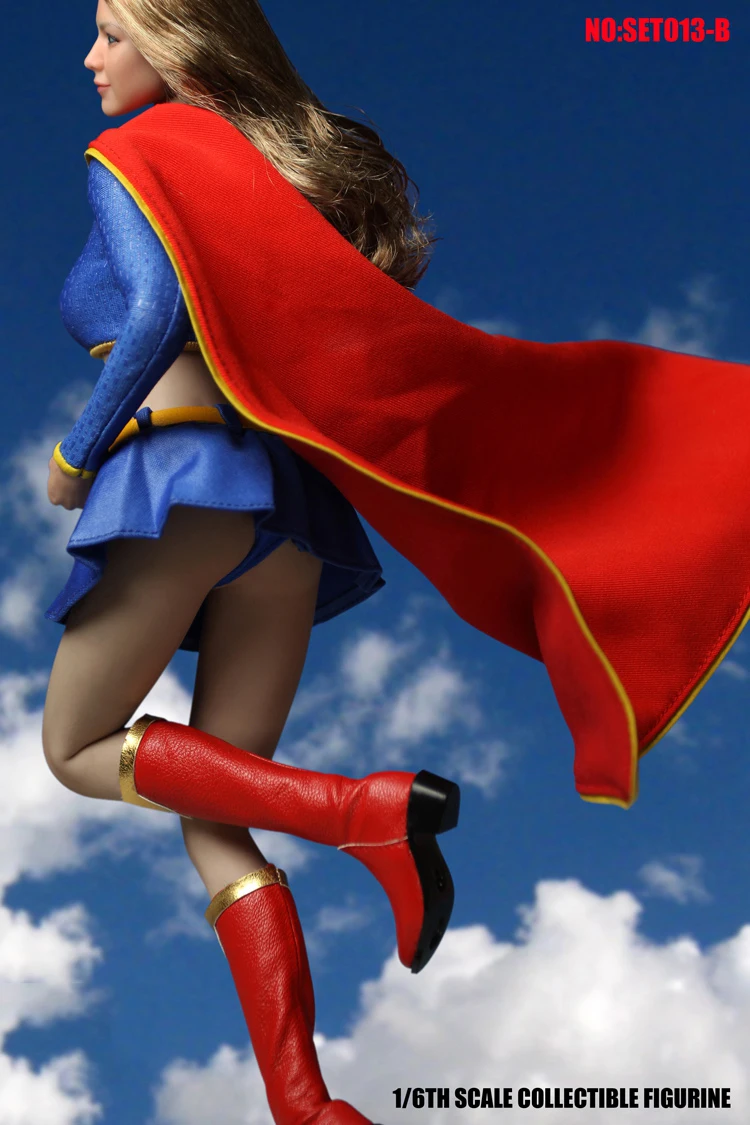 DIY COSPLAY 1/6 SET013B Female Clothes Set Supergirl Hero Suit Superwoman Series Accessories for 1:6 Suntan Action Figure Body