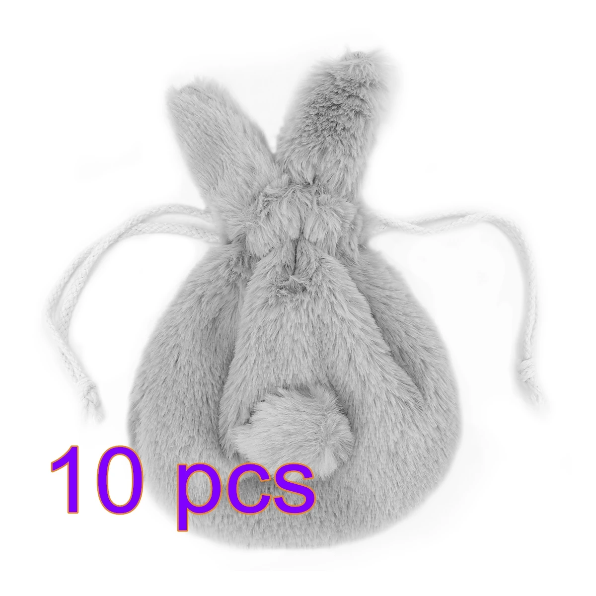 

Drop Shipping 10 Pieces Plush Rabbit Pattern Drawstring Cosmetic Bag Lovely Storage Bag Grey For Women Female Teenager Hot Sale