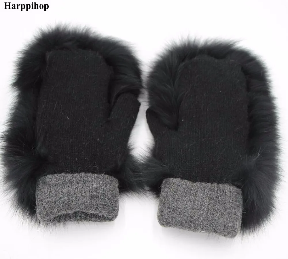 Перчатки из натурального Лисьего меха и шерсти, варежки, дизайн меха для этой зимы