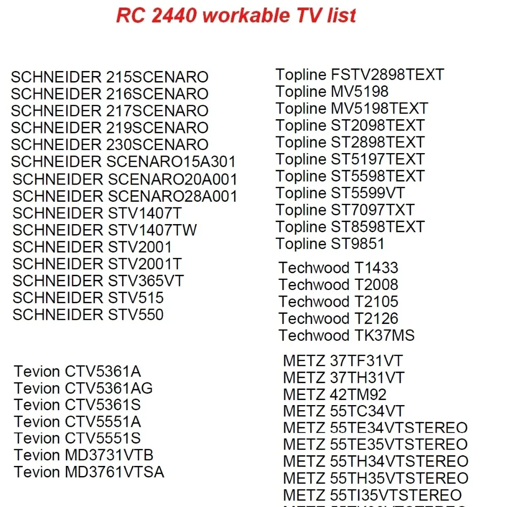 Пульт дистанционного управления RC 2240 для SCHNEIDER Tevion Topline TECHWOOD METZ|Пульты ДУ| |