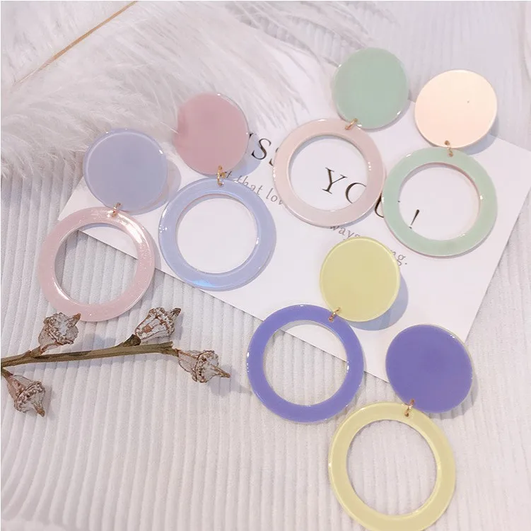 

Pendientes Oorbellen Brincos Color Acetate Acrylic Geometric Exaggerated Earrings Female Ear Stud Eardrop Line And Fresh Summer