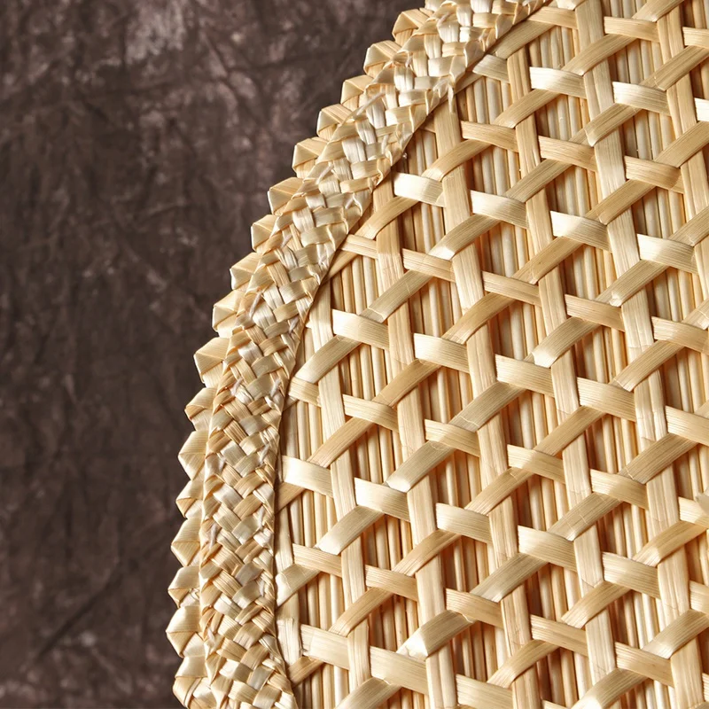 Hand-Woven Woven Straw Hand Fan Old Summer Natural Environmentally Friendly Hand-Woven Fan Decorative Round Wedding hand fan hand fan