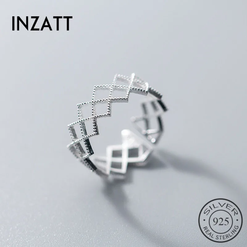 INZATT, настоящее 925 пробы, серебро, минималистичное геометрическое кольцо для открытия, для элегантных женщин, вечерние ювелирные украшения, классические аксессуары, подарок
