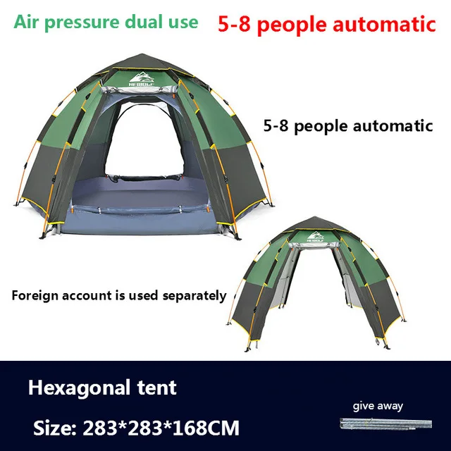 Hewolf быстро Автоматическая открытая палатка 3-8 человек двойной слой большой кемпинг Семья Отдых на открытом воздухе вечерние палатки тент пляж палатка - Цвет: 5-8P
