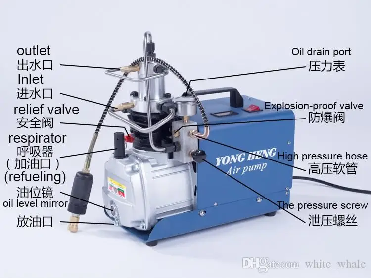 Регулируемый авто-стоп 4500PSI 300 бар 220 В Электрический воздушный компрессор высокого давления с водяным охлаждением