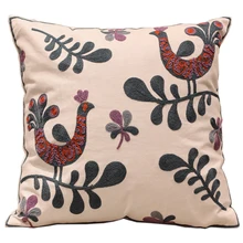 Mignon Oiseaux 100% Coton Broderie Canapé Coussin Couvre Blanc À La Mode Designer Intérieur Décoration Textile de Maison Cadeau De Noël